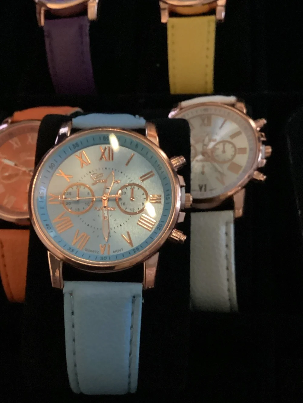 Geneva Platinum Women's Multicolor Leather-Style Strap Watch individual